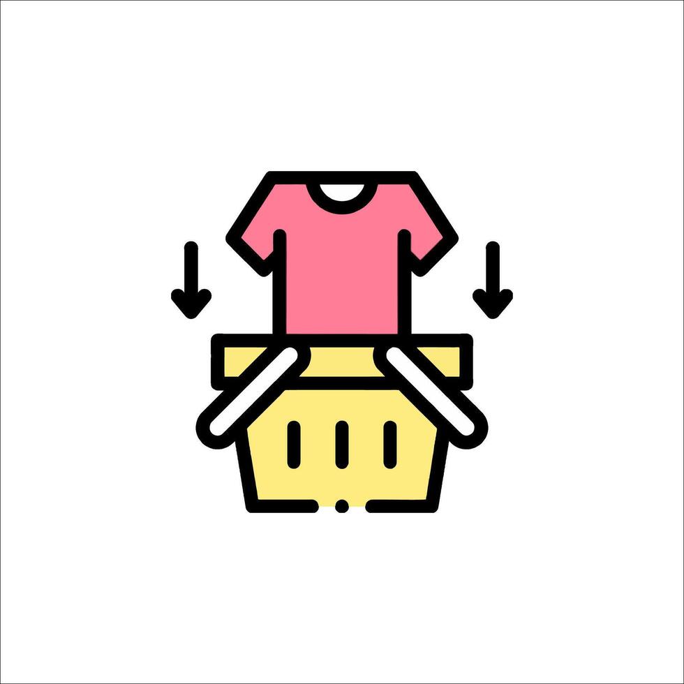 A laundry basket with a shirt inside it vector