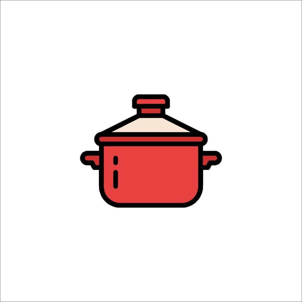 Red pot with lid icon on white background vector
