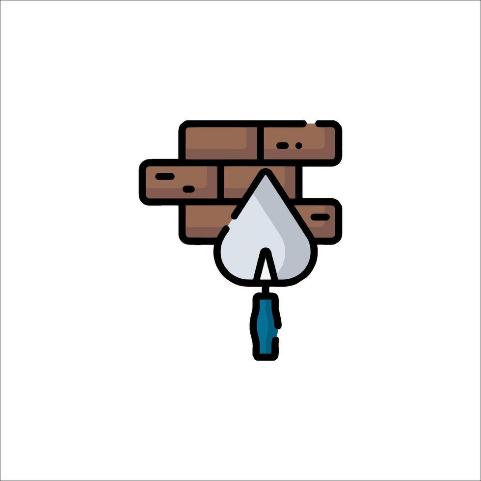 Brick wall with a hammer icon illustration vector