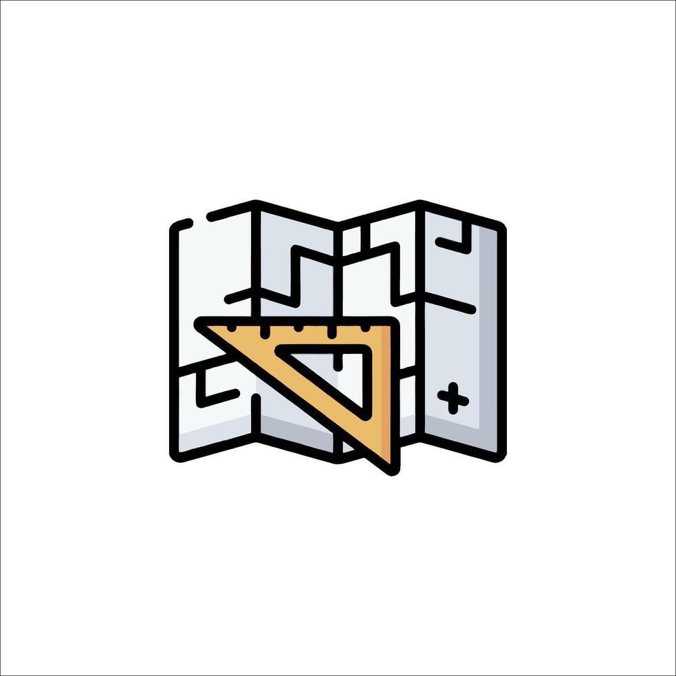 A map with a pencil and ruler on it vector