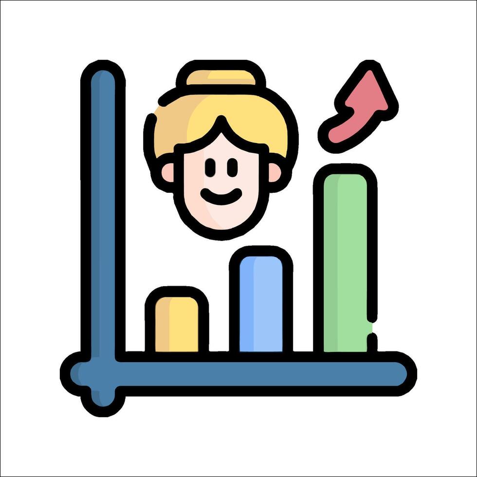 A woman is looking at a bar chart vector