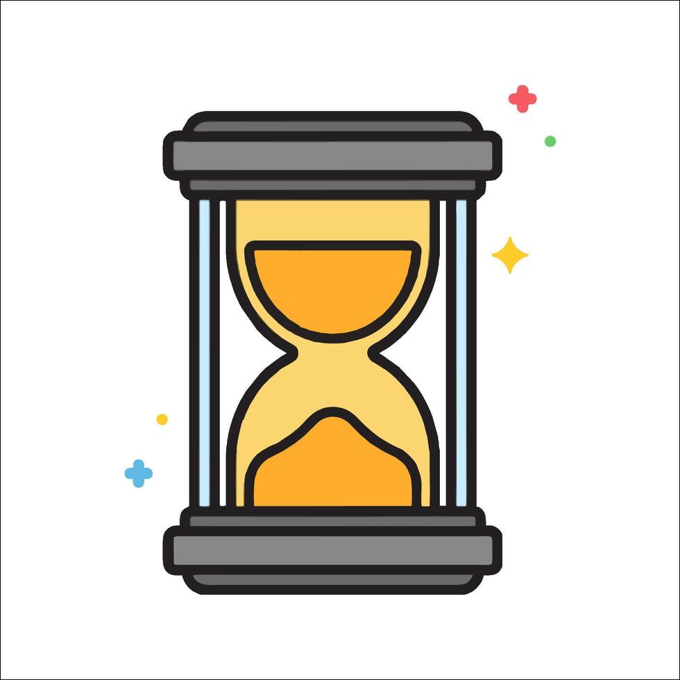 An hourglass icon with a yellow sand vector