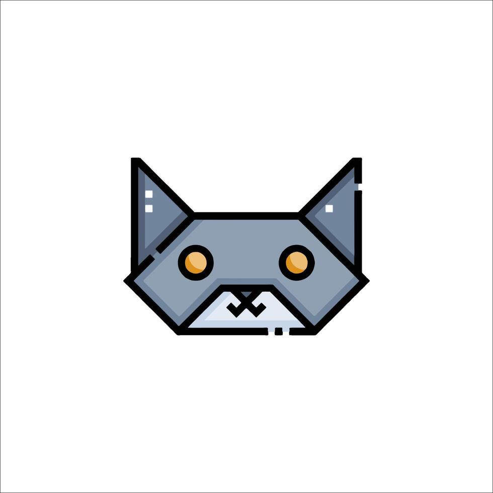 A gray cat with orange eyes on a white background vector