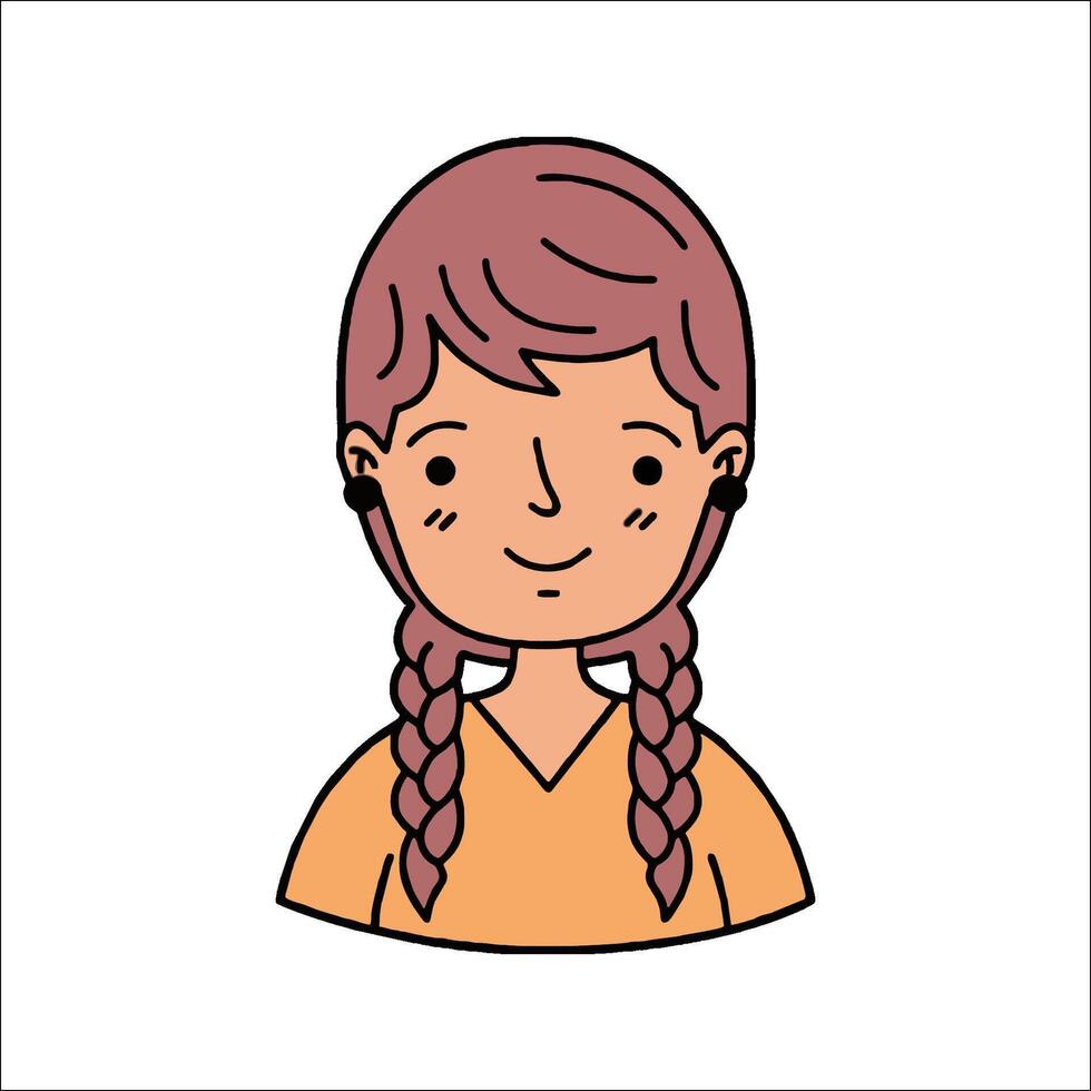 A girl with braids in her hair icon vector