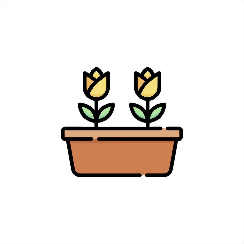 Two tulips in a pot on a white background vector