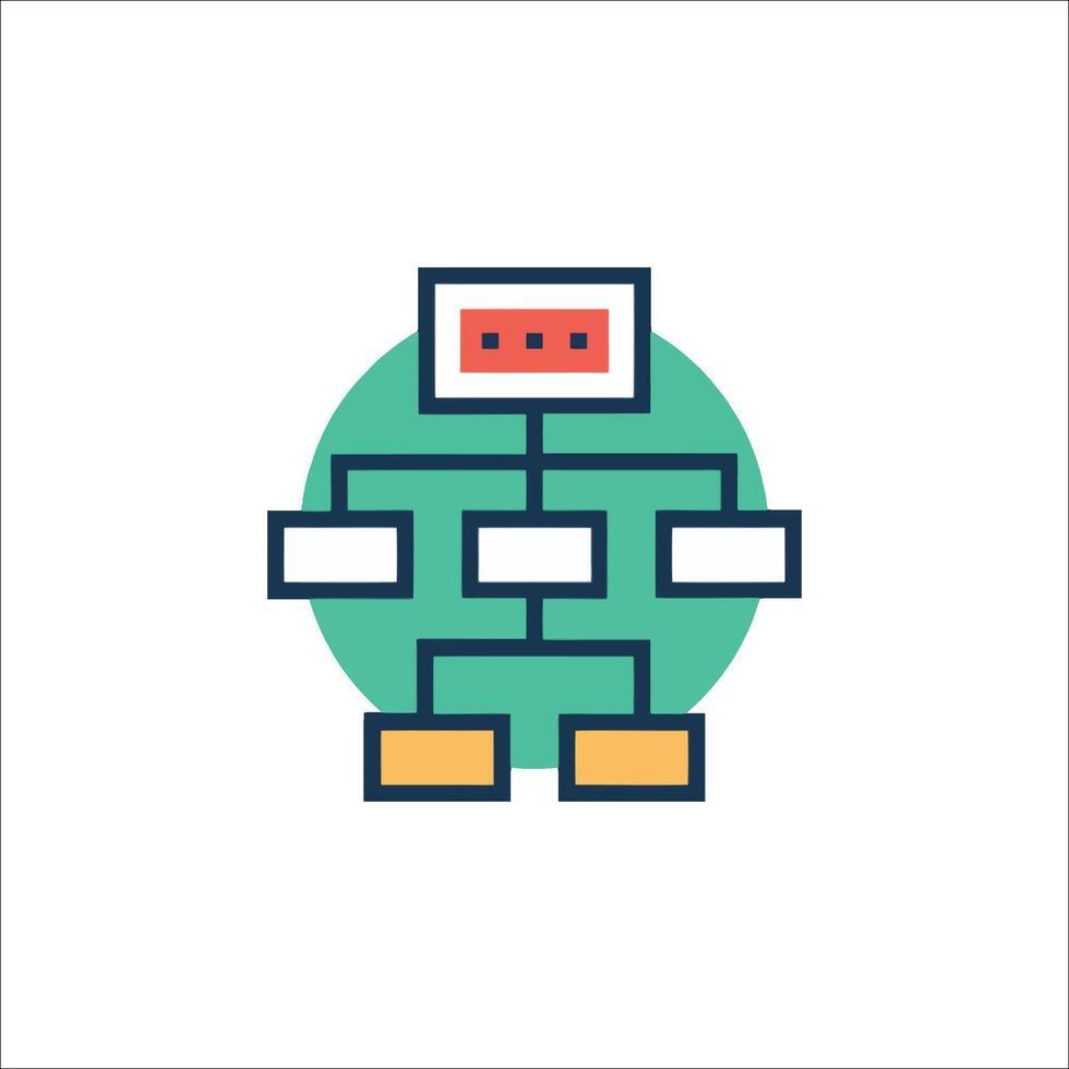 A flat icon of a computer with a red button vector