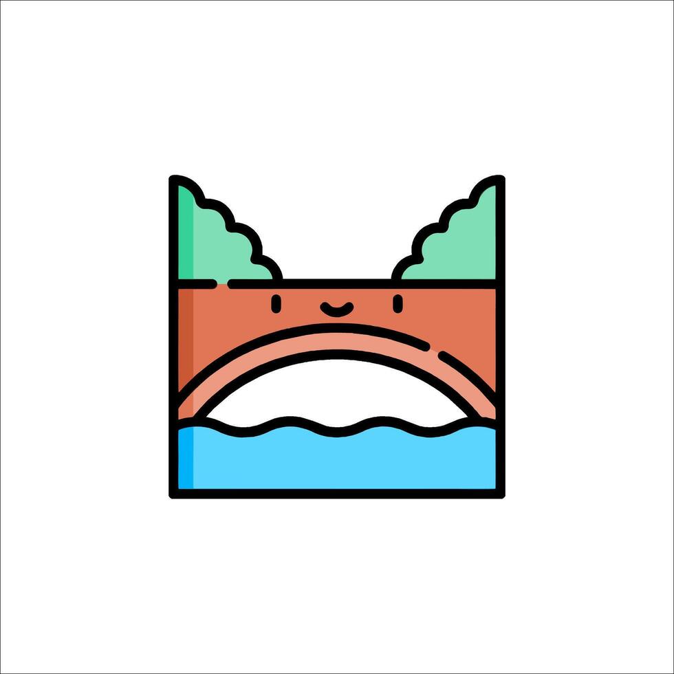 A cartoon bridge with a face on it vector