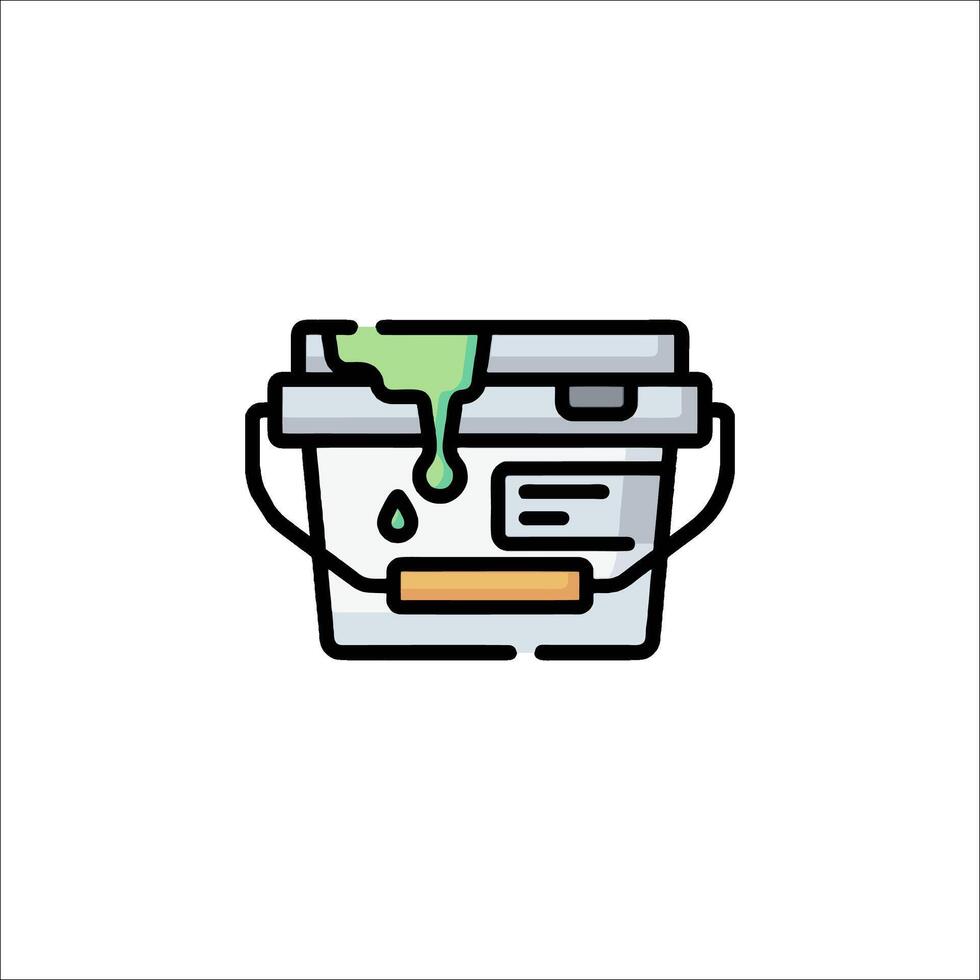 A paint bucket icon with green paint vector