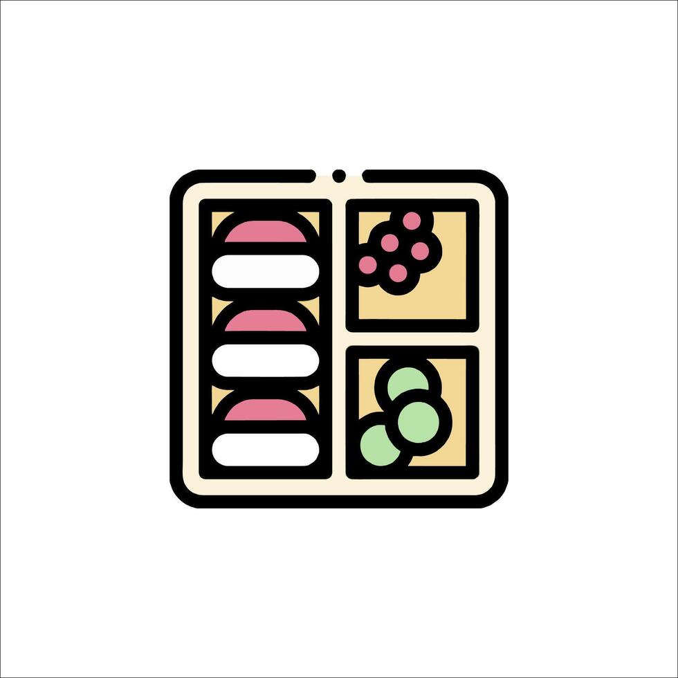 A square icon of a box with food inside vector