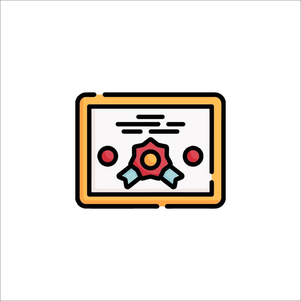A certificate icon with a red ribbon vector