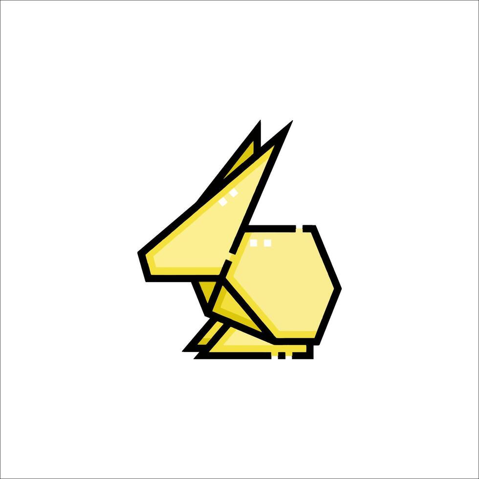 A yellow origami rabbit on a white background vector