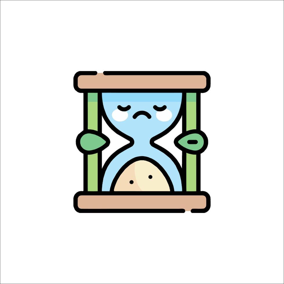 An hourglass with a sad face inside vector