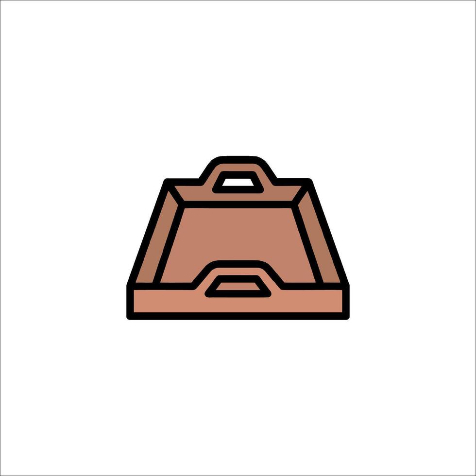 Tray icon, brown, flat line icon, illustration vector