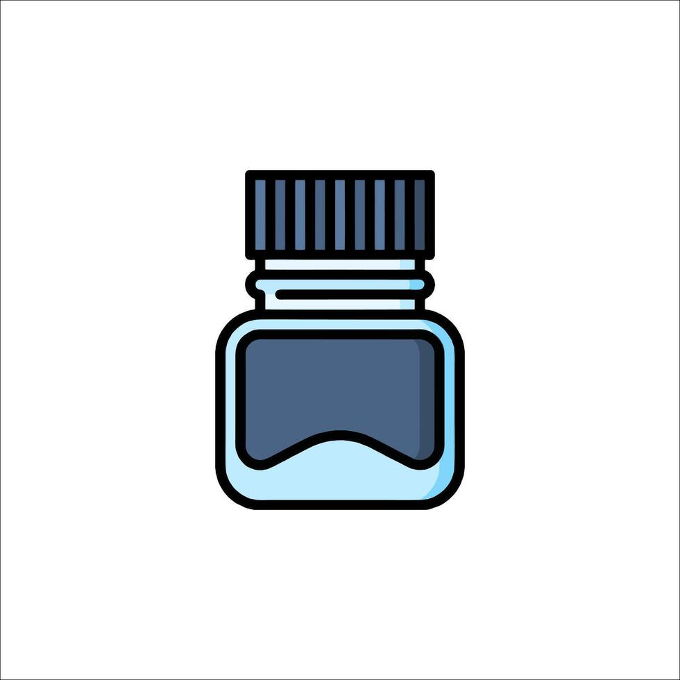 A bottle of ink with a black cap on top vector