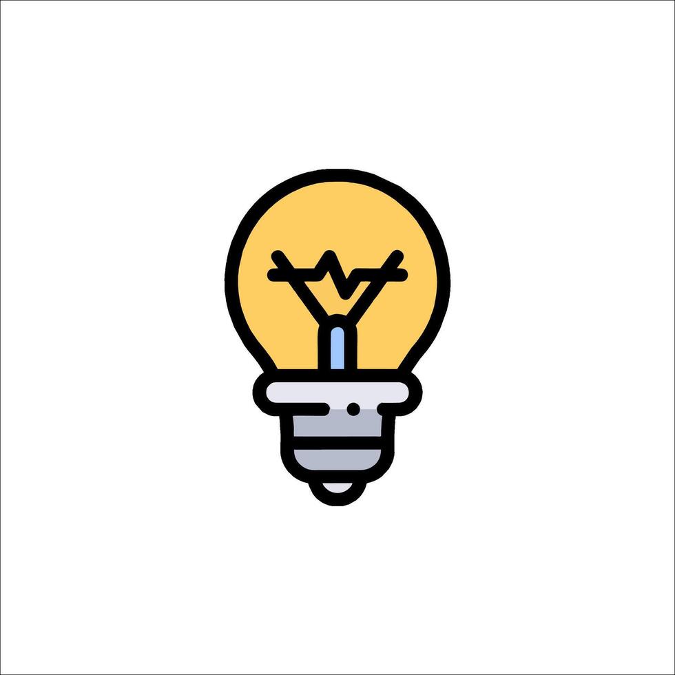 A light bulb icon with a yellow and black outline vector