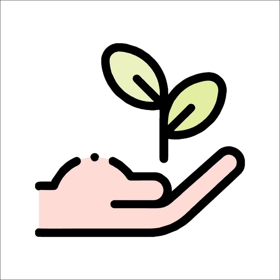 A hand holding a plant with a green sprout vector