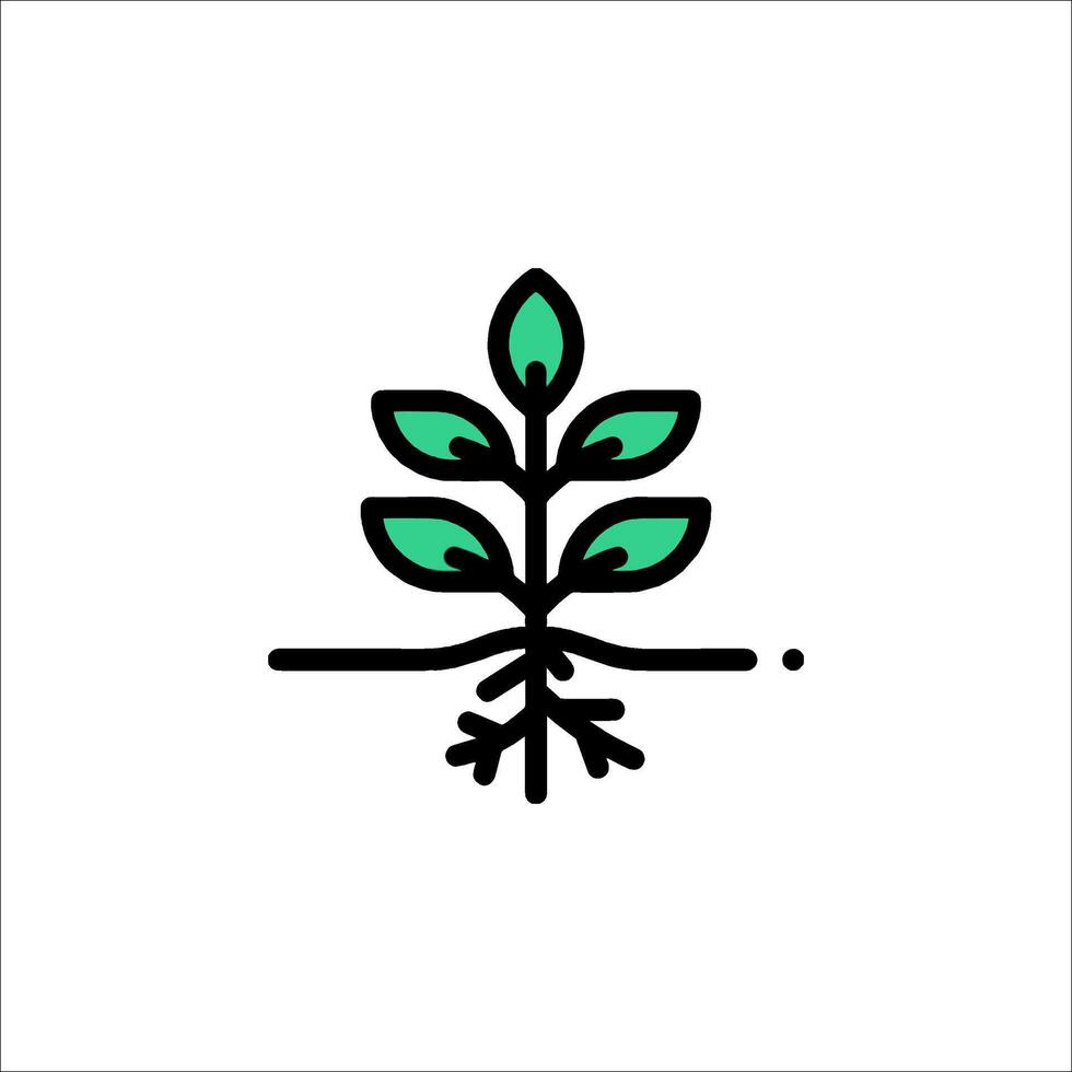 A plant with roots and leaves on it vector