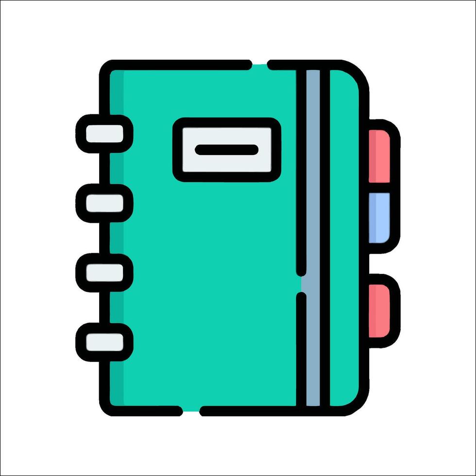 A green notebook with a pen and a pen vector