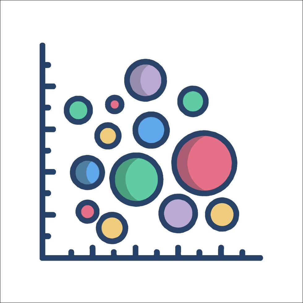 A graph with colored circles and a ruler vector