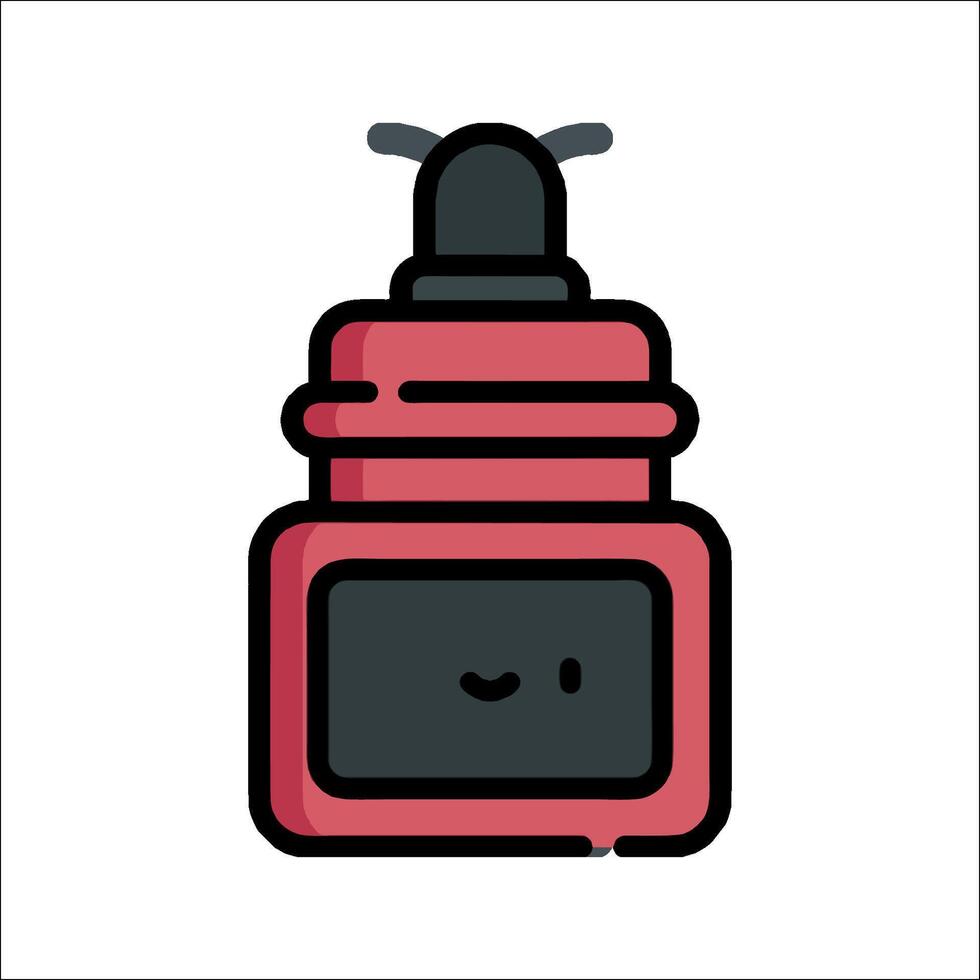 A red bottle with a black lid and a smiley face vector