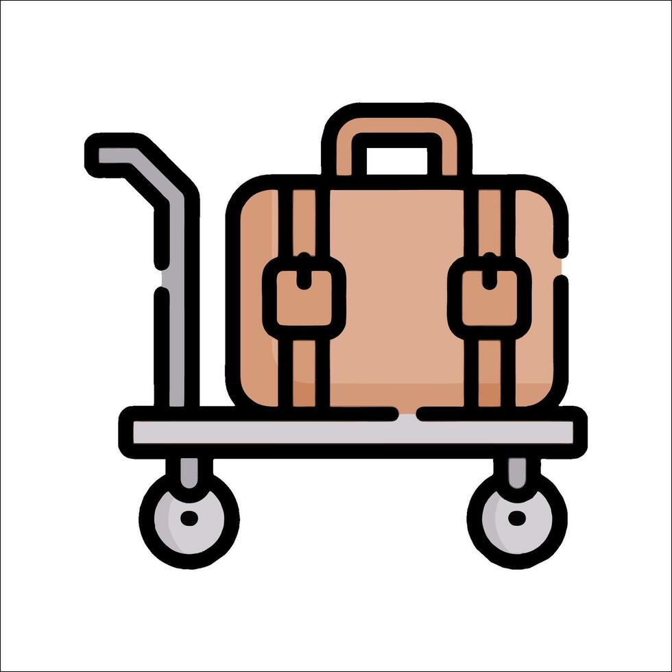 A suitcase on a cart icon on a white background vector