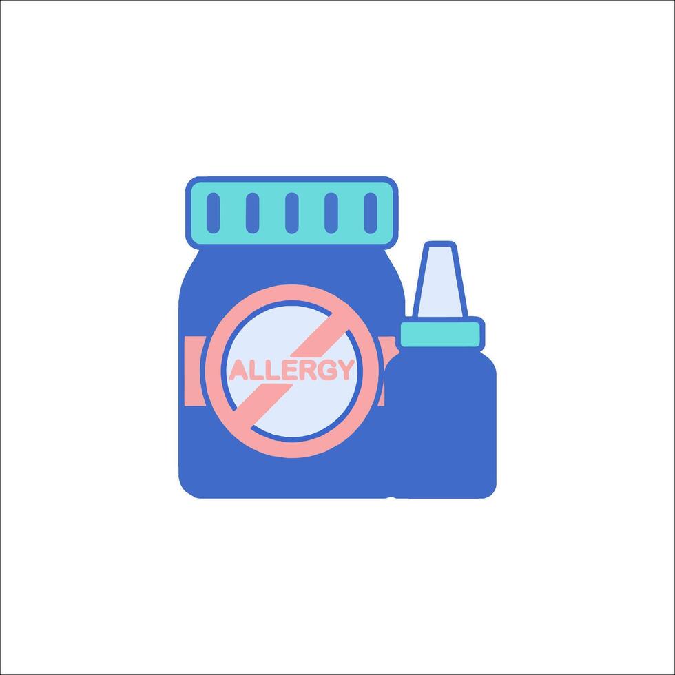 Allergy icon with a bottle of medicine and a syringe vector