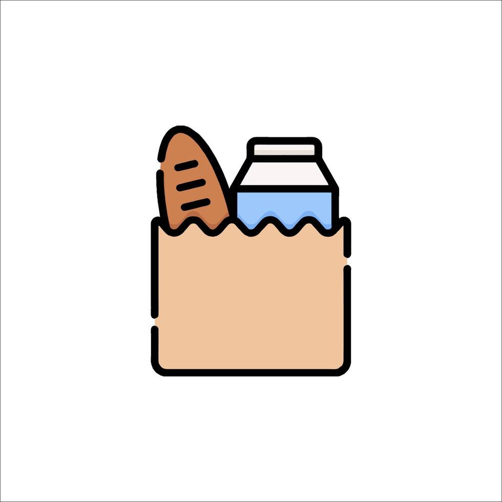 A bag of bread and milk in a paper bag vector