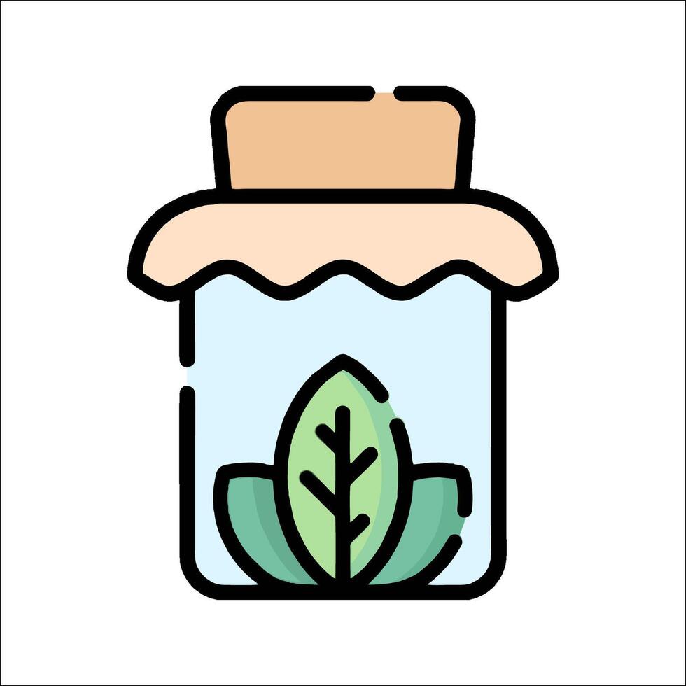 A jar with a plant inside it on a white background vector