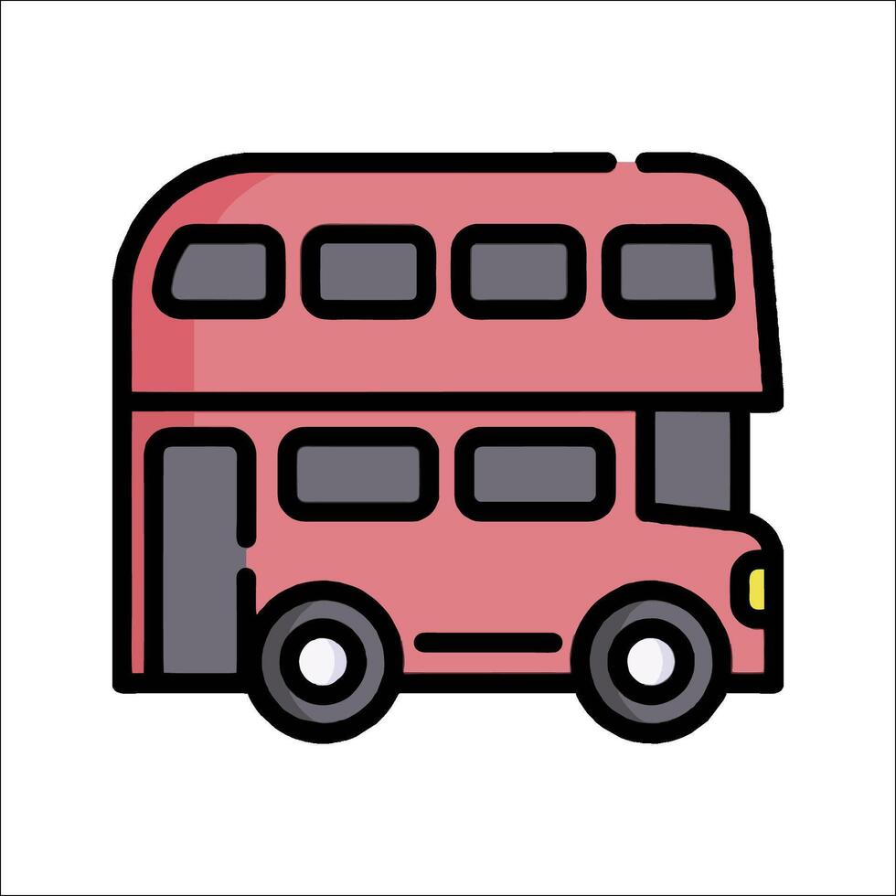 A pink double decker bus icon on a white background vector