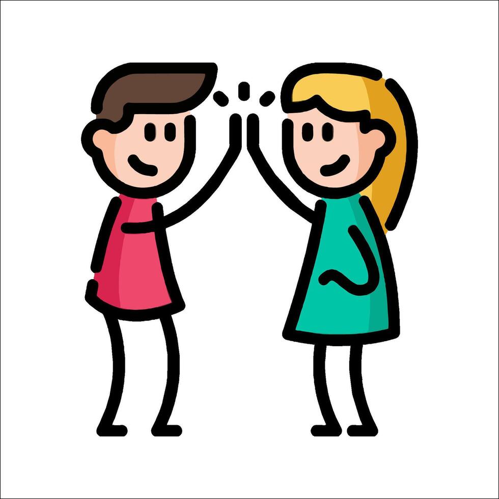 Two people giving each other a high five illustration vector
