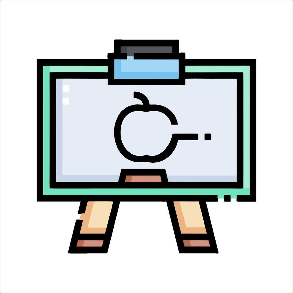An apple on a easel with a computer screen vector