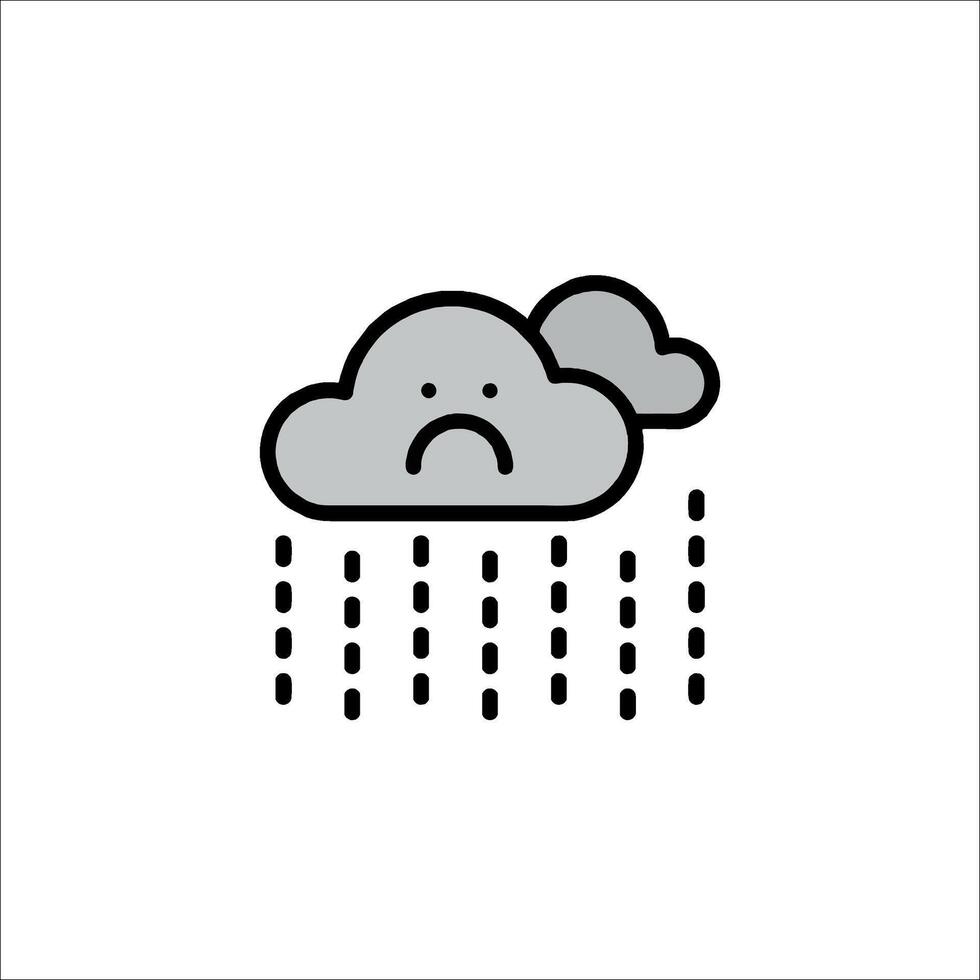 A sad cloud with rain drops on it vector