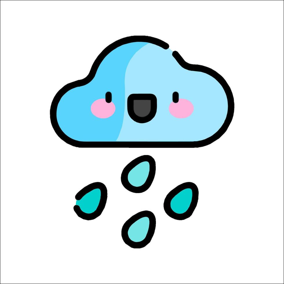 A cartoon cloud with rain drops on it vector