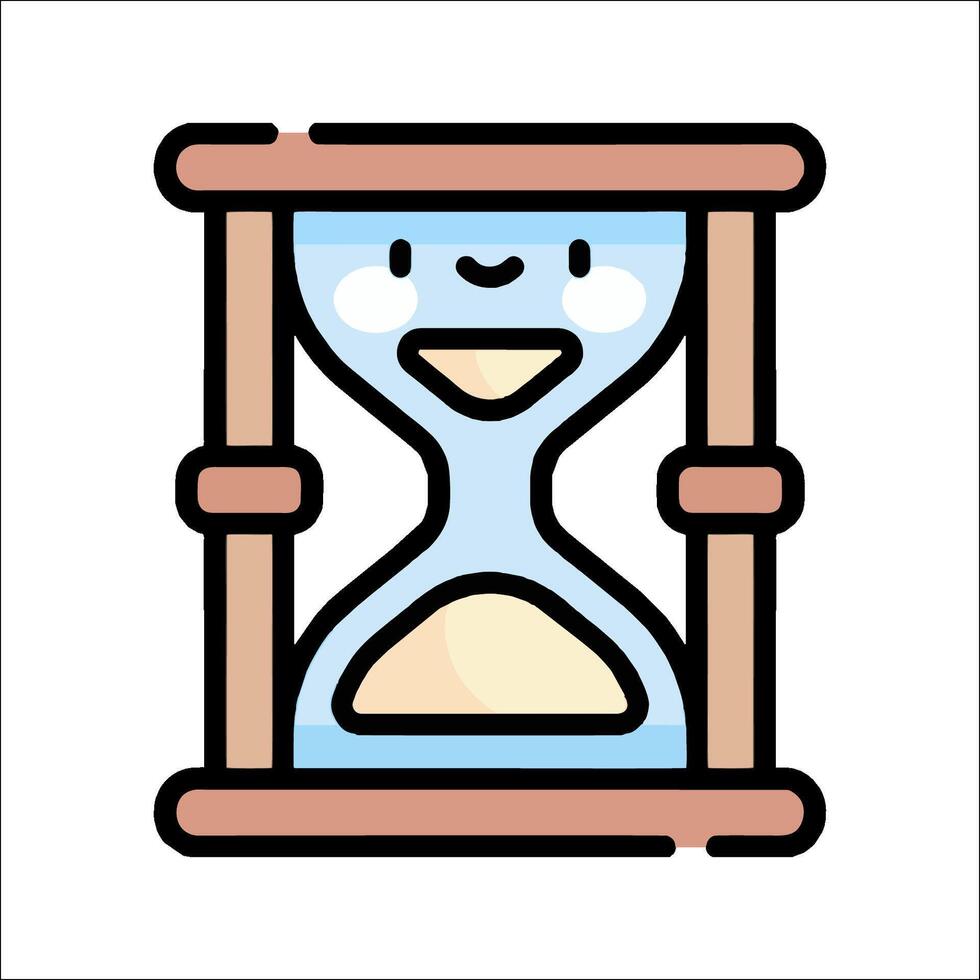 A cartoon hourglass with a smiling face vector