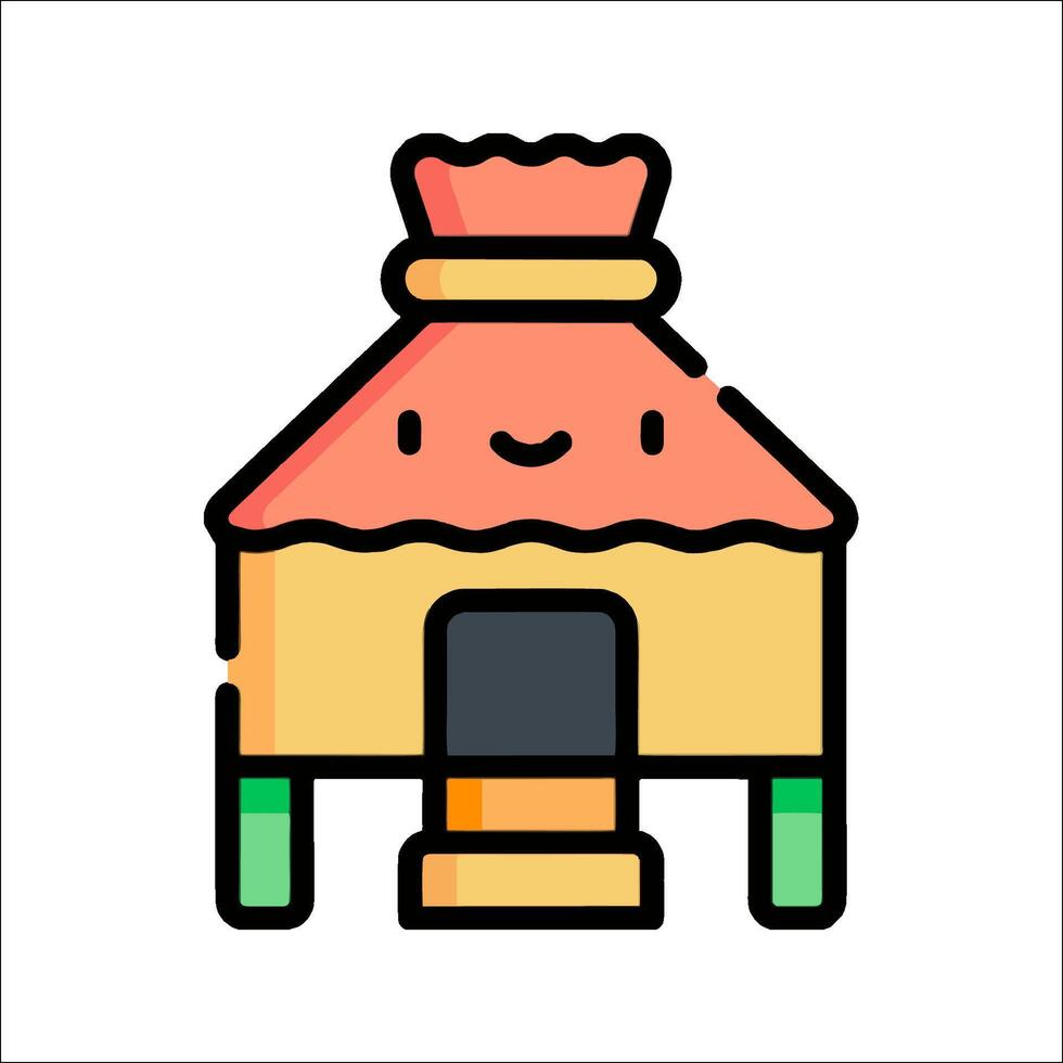 A cartoon house with a roof and a window vector