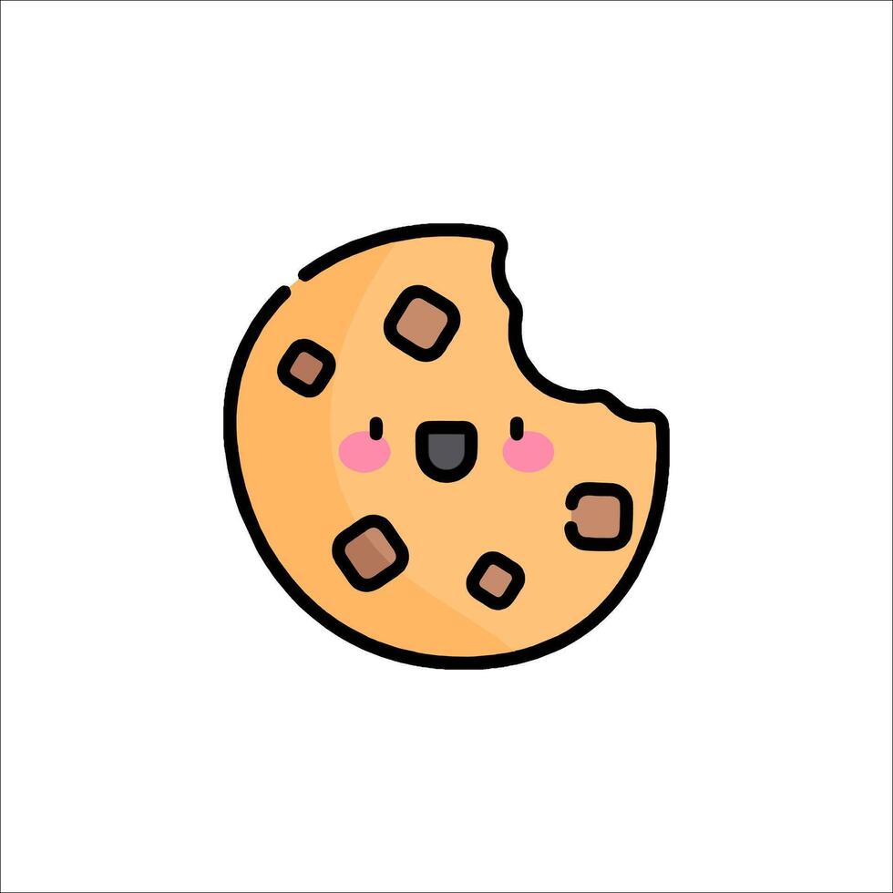 A cartoon cookie with a smile on it vector