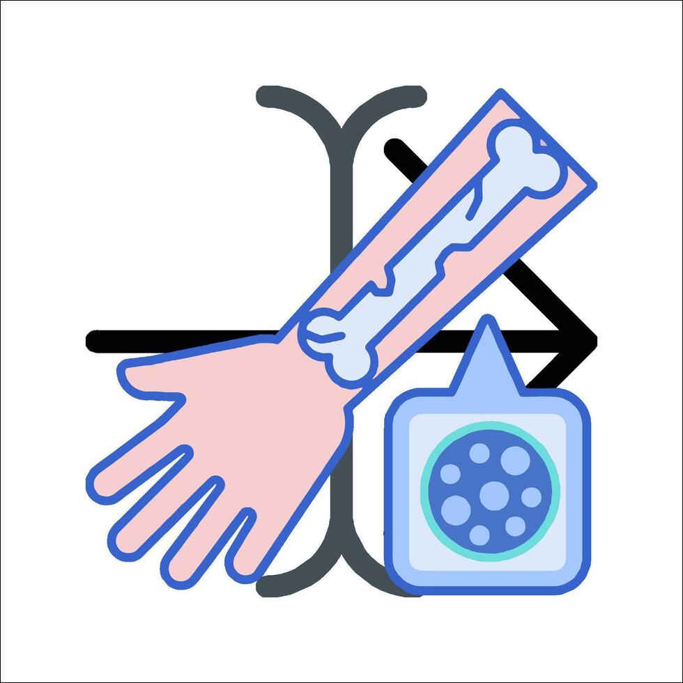 A hand holding a bone and a bone marrow donor vector