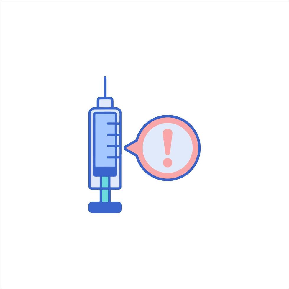 An injection syringe with a speech bubble vector