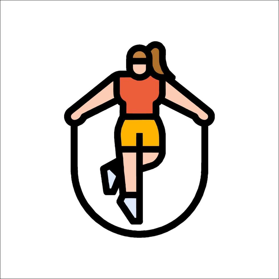 A woman jumping rope icon vector