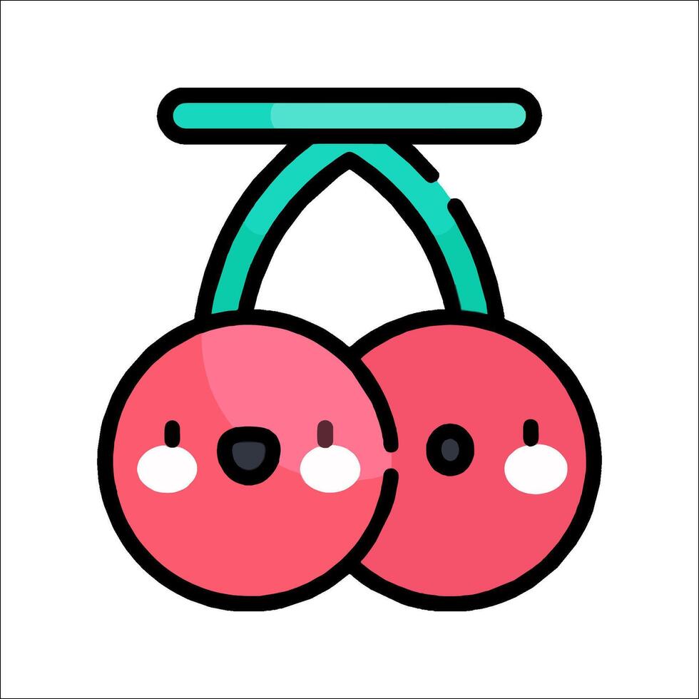 Two cherries with eyes and a smile on their faces vector