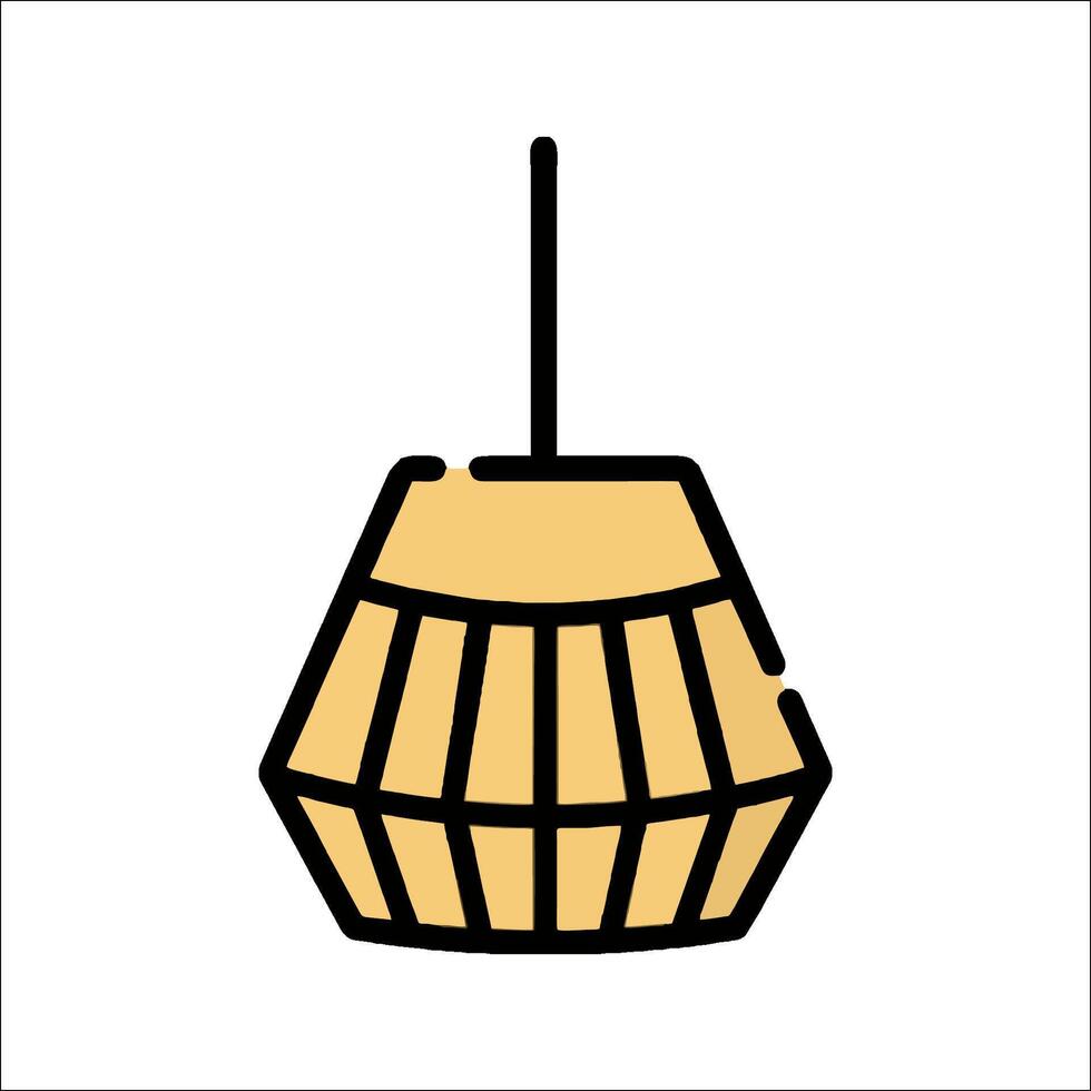 A lamp with a basket on top of it vector