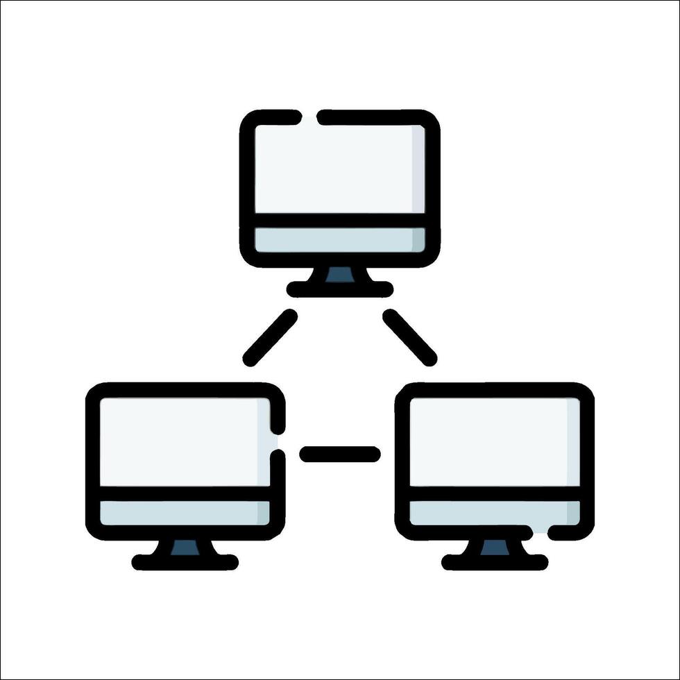 A computer network icon with three monitors vector