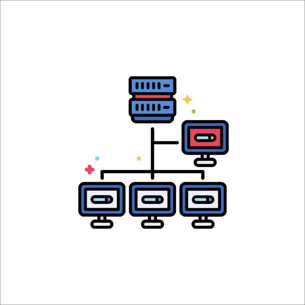 A computer network icon with a computer tower vector