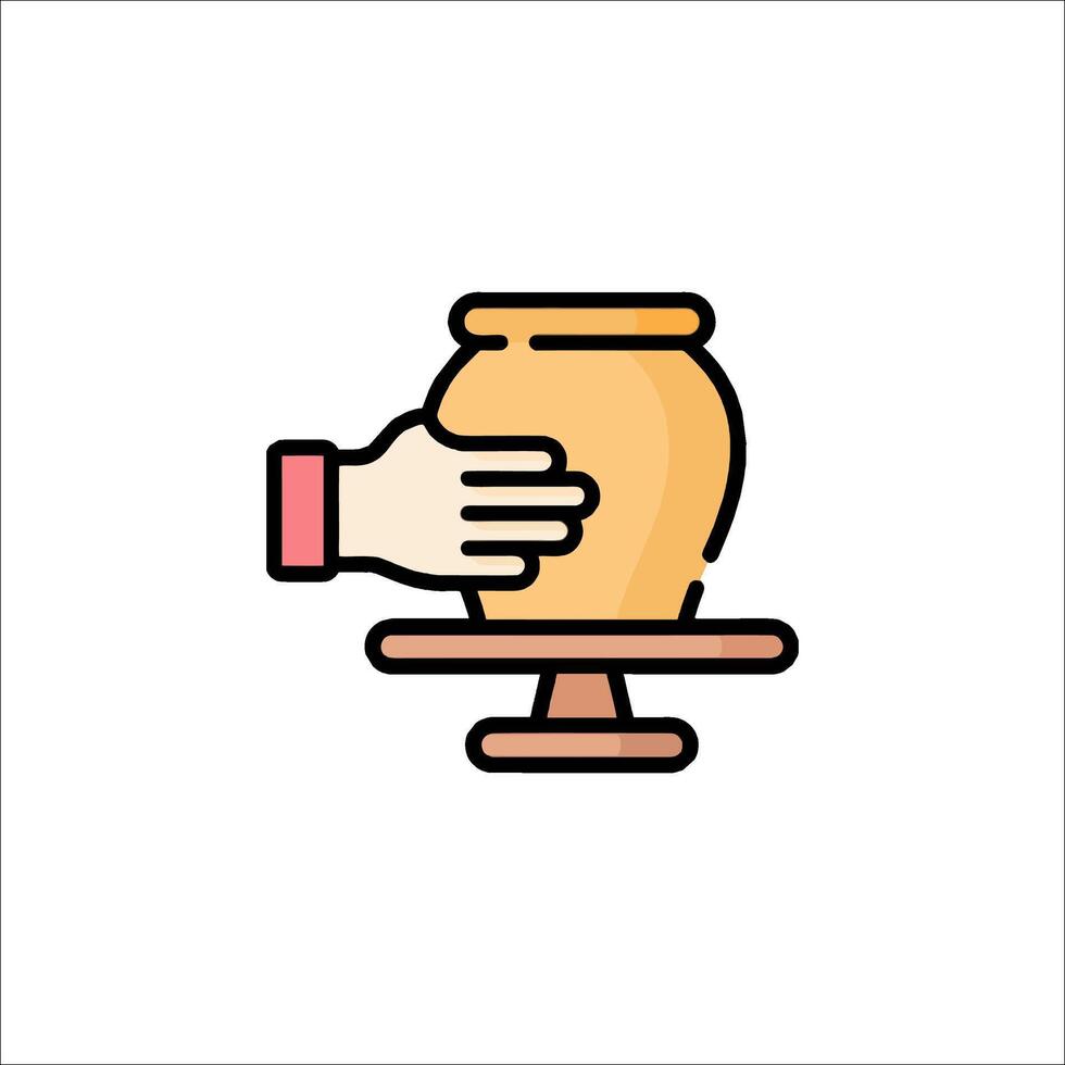 A hand is holding a vase icon vector