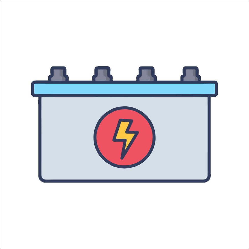 An icon of a car battery with a lightning bolt vector