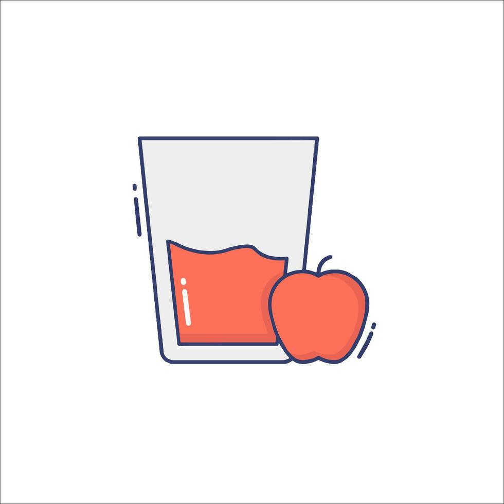 A glass of juice and an apple icon vector