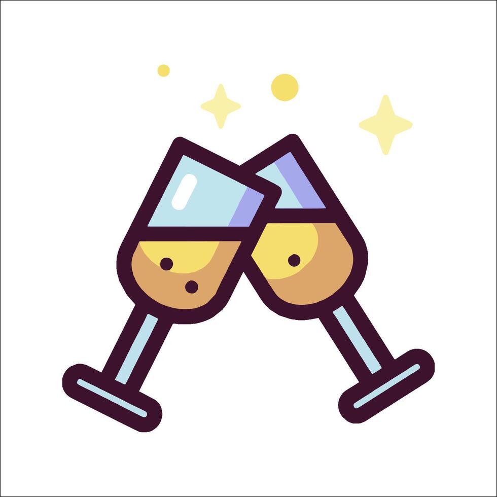 Two glasses of champagne with stars on them vector