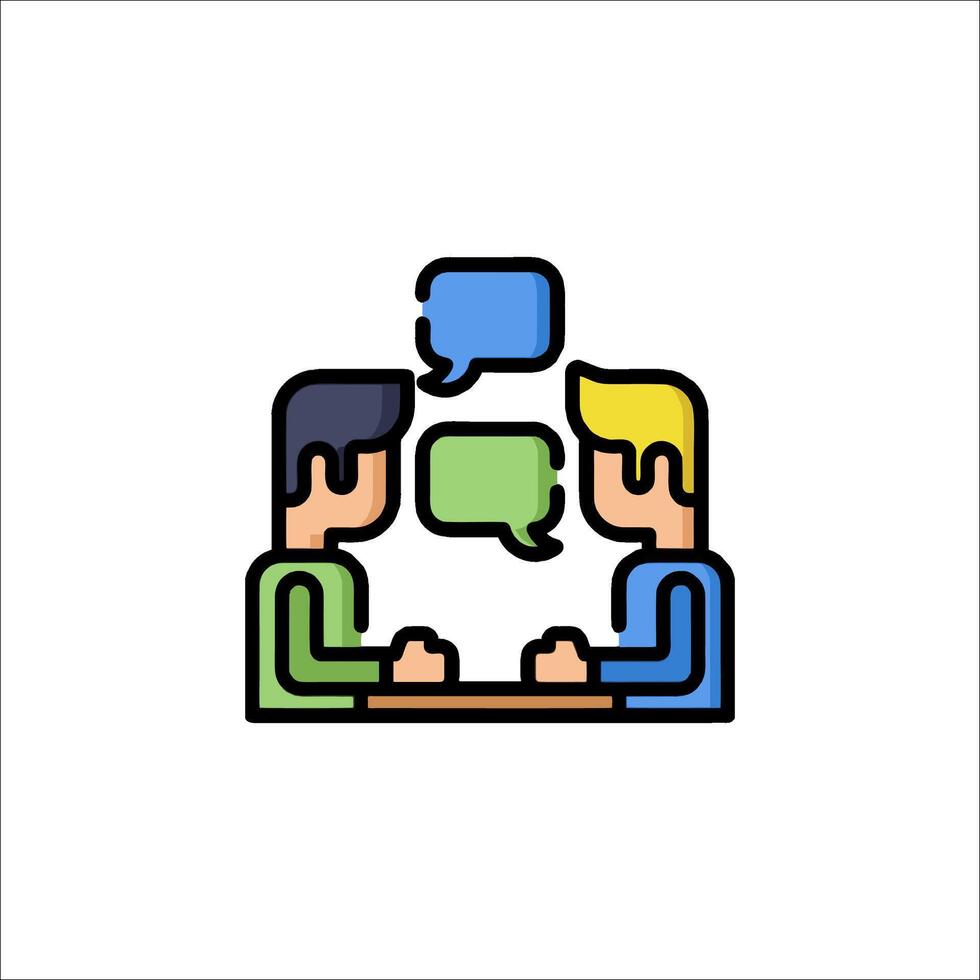 Two people talking with speech bubbles on top of them vector