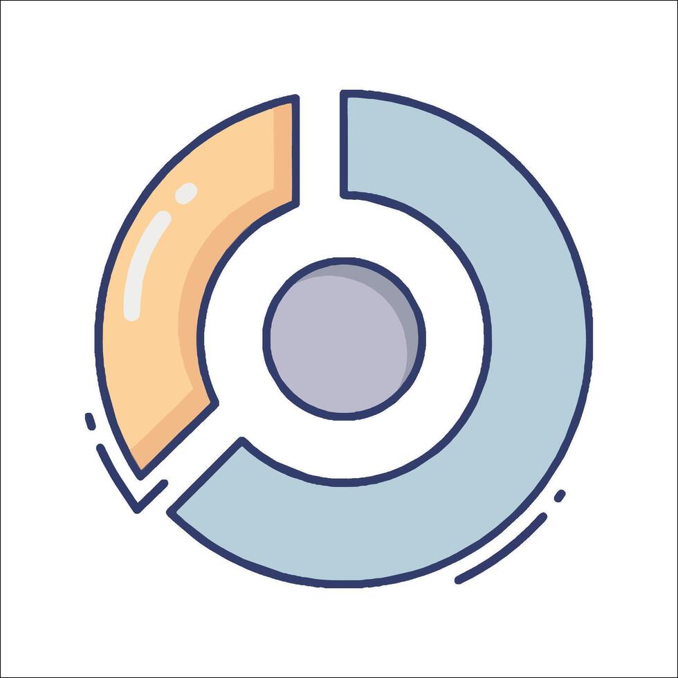 A circle with a pie chart on it vector