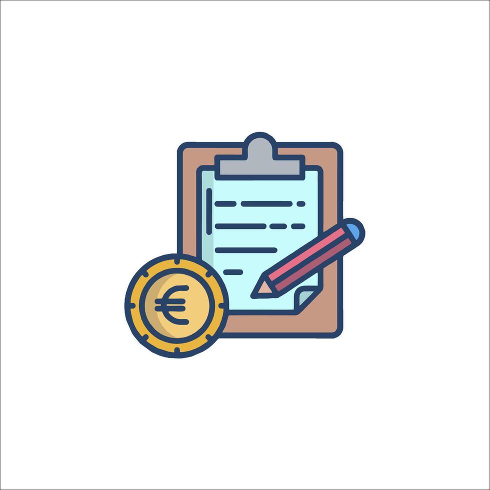 Euro coin and clipboard icon vector